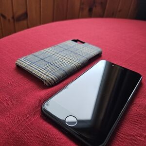 Plaid Pattern Phone Case and Black Smartphone